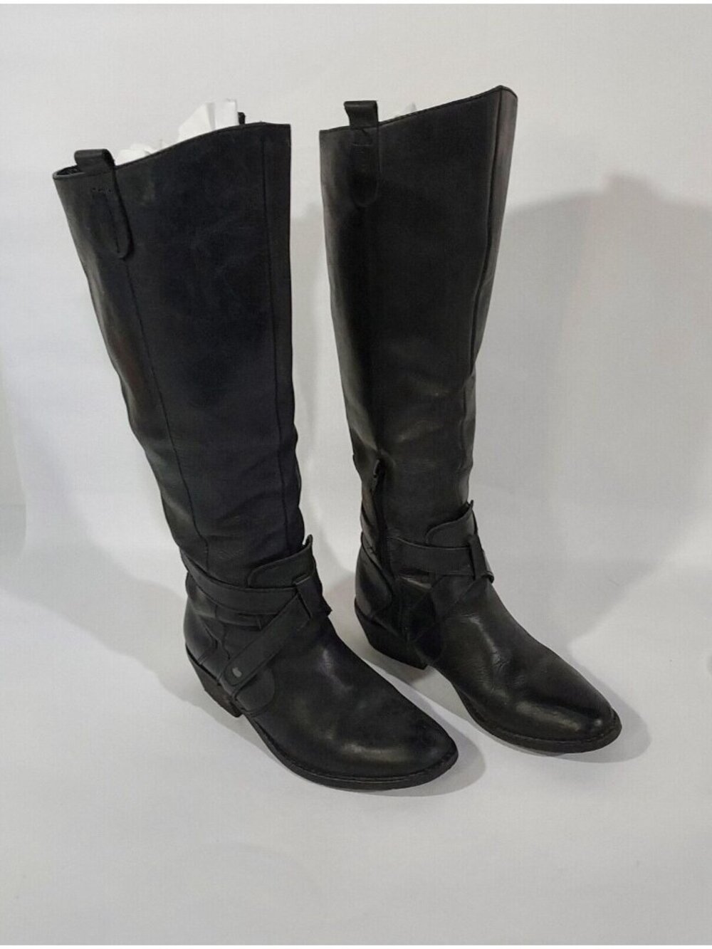 Dolce Vita Black Leather Tall Boots Womens Size 6 Casual Low Heel Side Zip - Picture 4 of 11